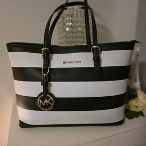 Michael Kors Monochrome Striped Tote